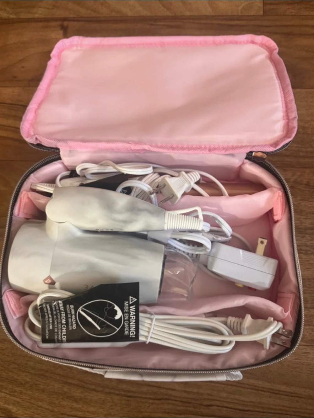 FoxyBae Mini Travel Hair Tool Set Dryer Flat Iron Curler Marble Rose Gold